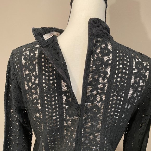 AAIKO Womens Lng Sl.  Sheer Lace Cowel Neck Top  sz S  NWOT - Picture 6 of 7